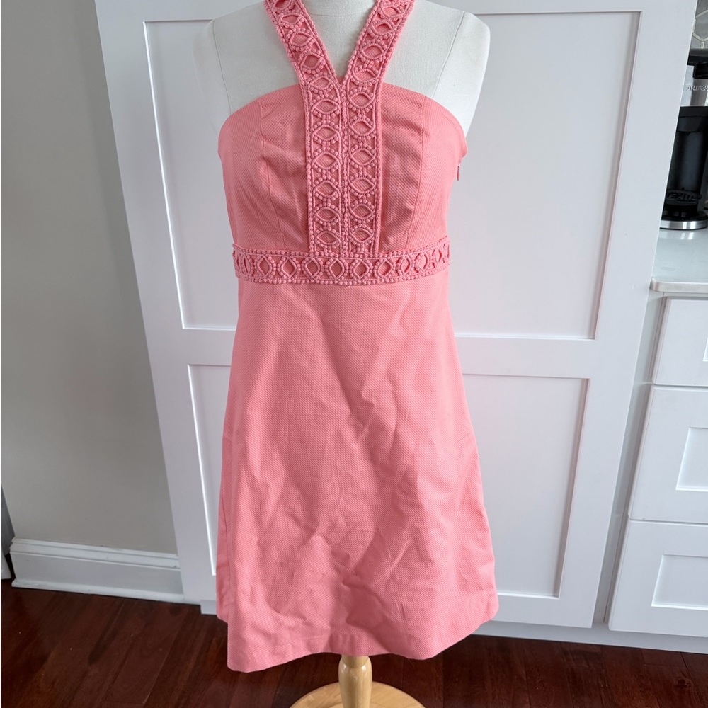 Merona Strapless Coral Shift Halter Dress Womens Size 2